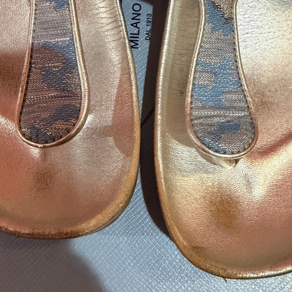 Prada Women's Blue and Gold Thong Sandals size 38 - Picture 3 of 6